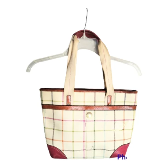 Coach Heritage Fuchsia Stripe Multi Plaid Tattersall Tote. - Picture 2 of 14